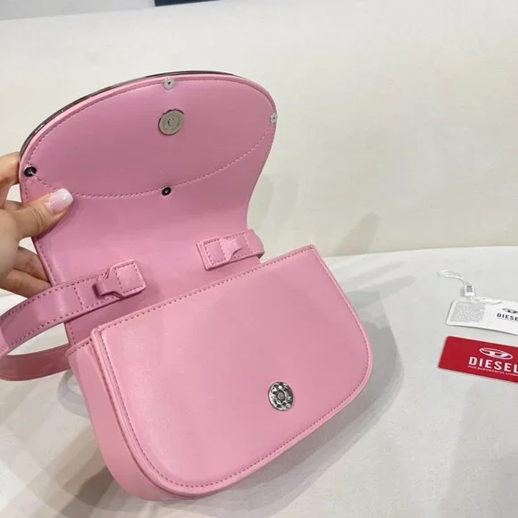 Diesel Pink Simple Brand Logo Shoulder Bag - Picture 7 of 9